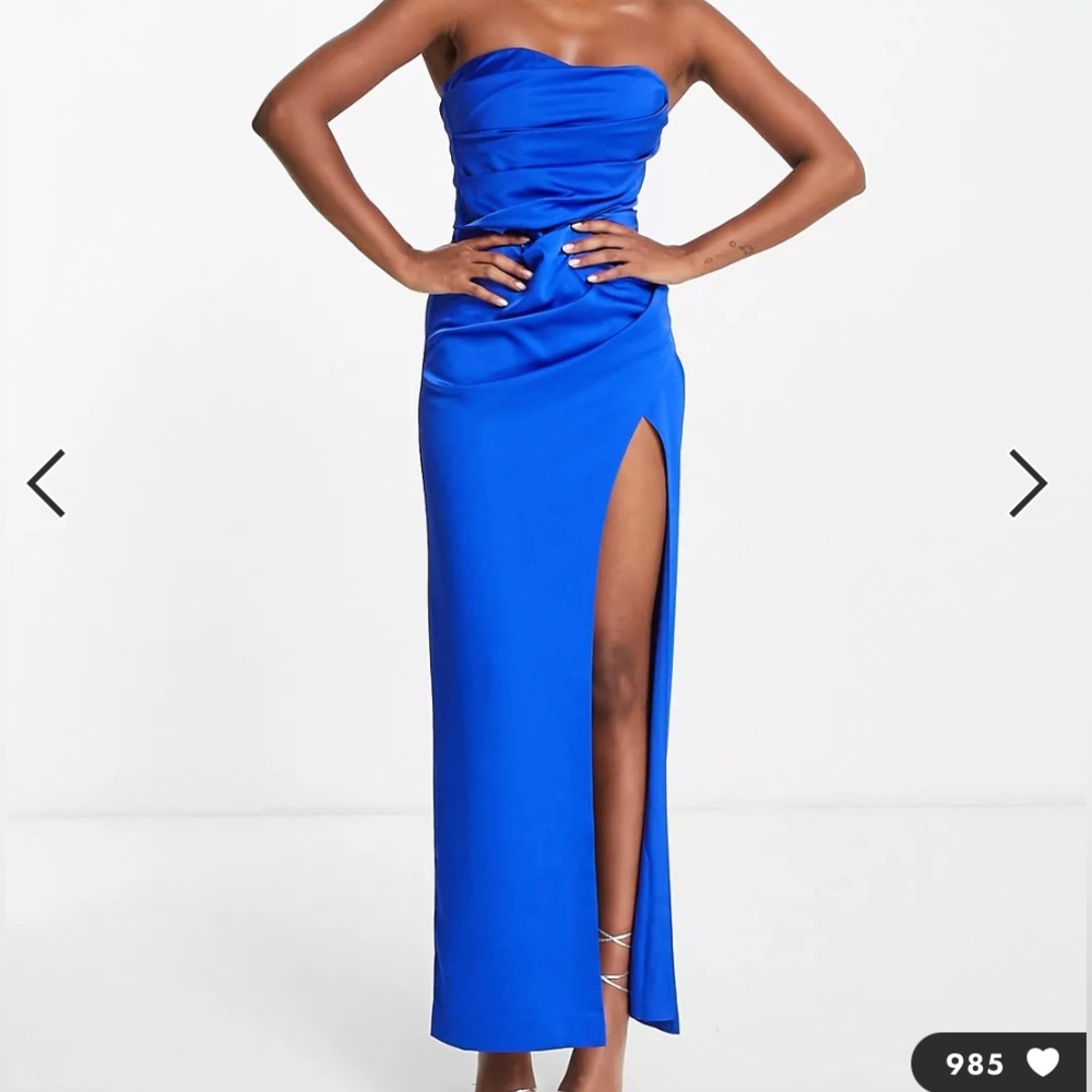 NWT Asos blue satin maxi dress